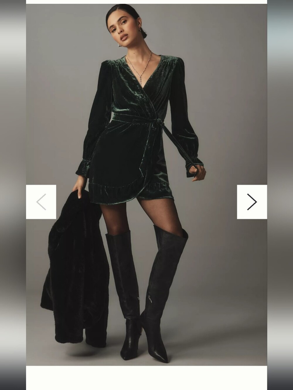 NWT PAIGE Ysabel Long-Sleeve Wrap Mini Dress, Size XL